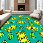 Green Yellow Money Dollar Bills Rug