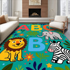 Jungle ABC Animals Teal Rug