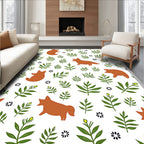 Whimsical Brown Fox Foliage Garden Rug