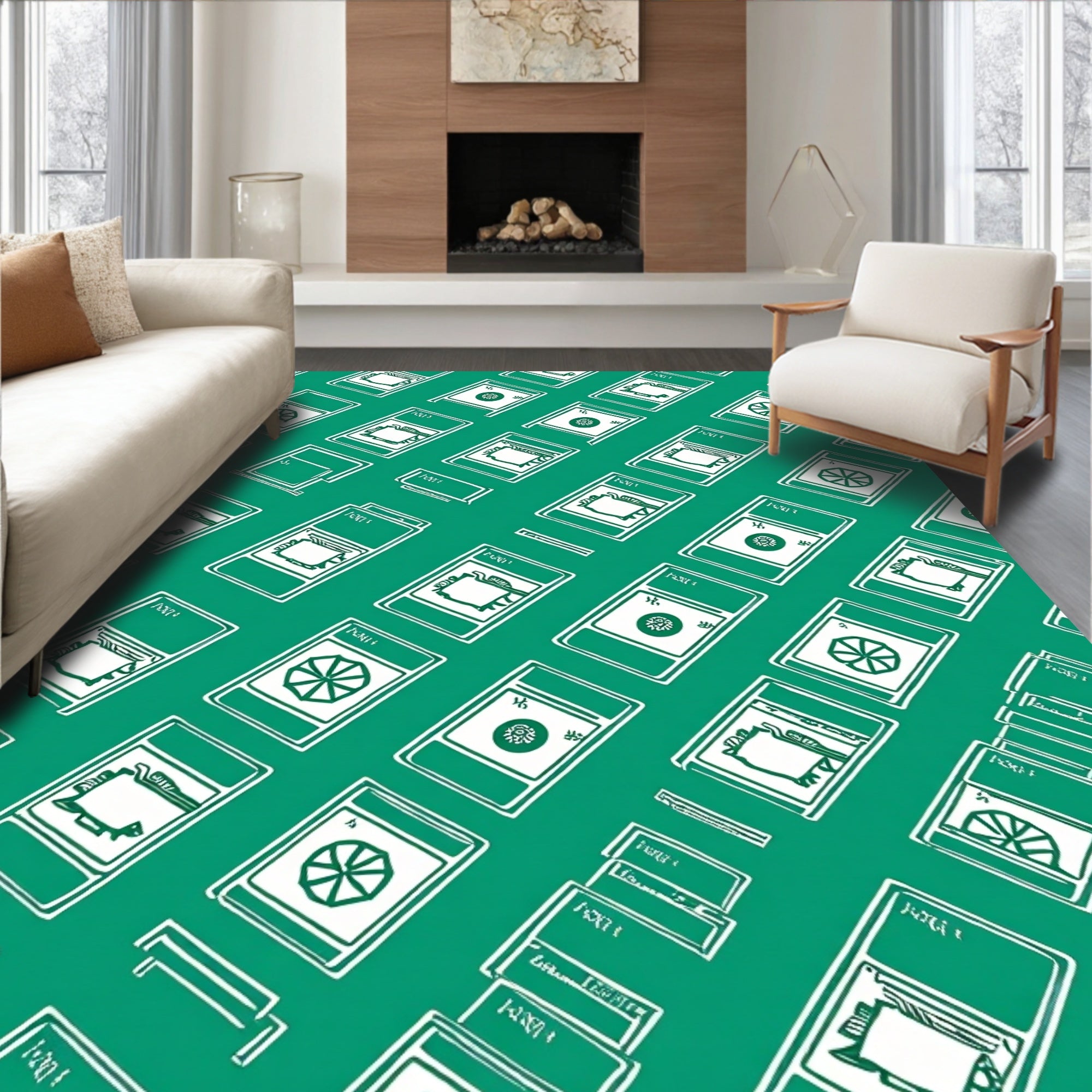 Emerald Green Card Collage Rug