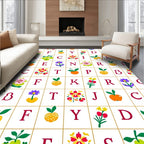 Alphabetical Fruits and Flowers Grid Rug
