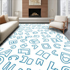 Random Blue Alphabet Scattered Cover Rug