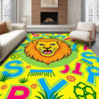 Bold Yellow Lion Alphabet Zoo Rug