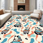 Playful Panda Bear Abstract Shapes Rug
