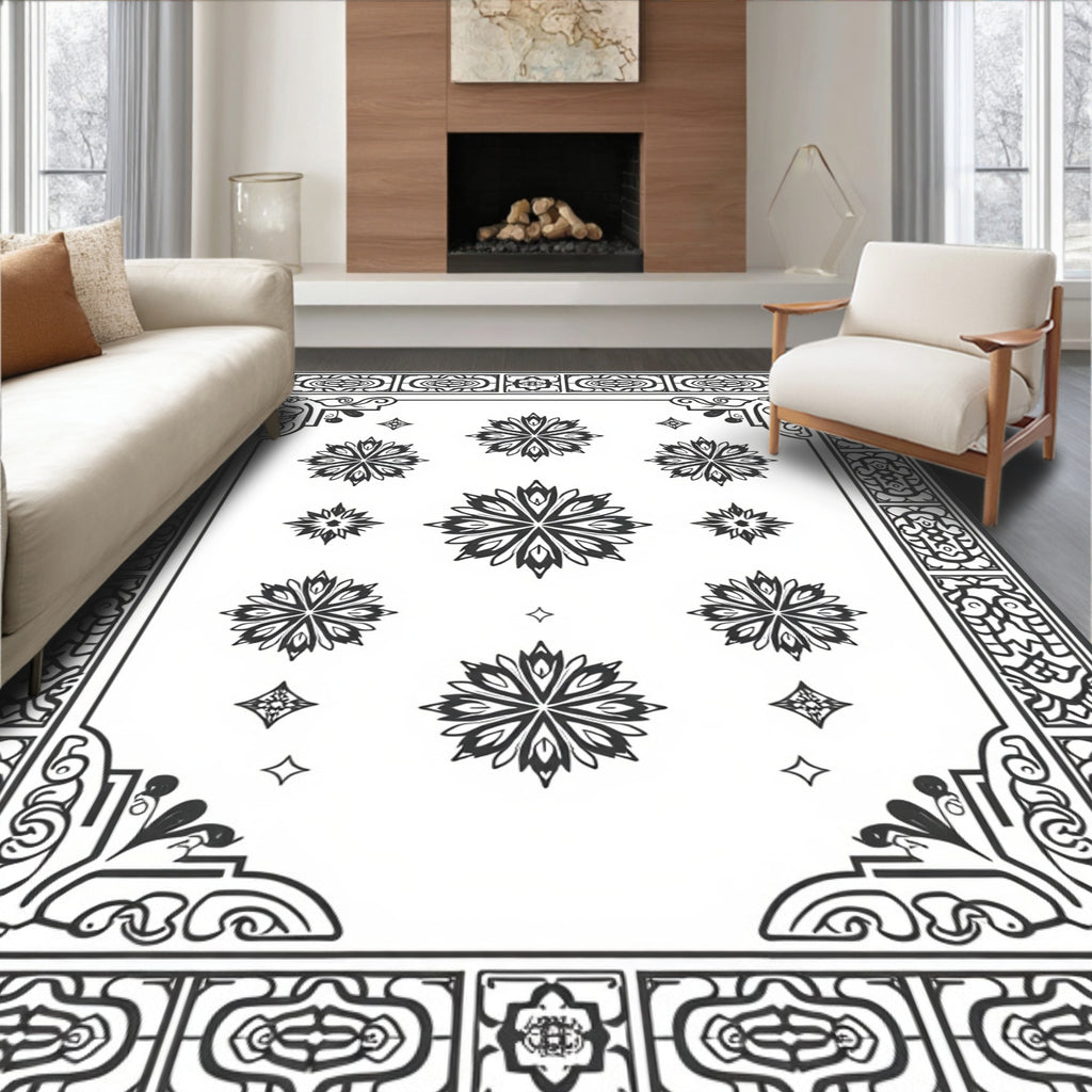 Ornate Starbursts In Elaborate Border Rug