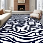 Navy Blue Wavy Stripes Eyes Rug