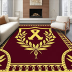 Gold Laurel Ribbon Shield Design Rug