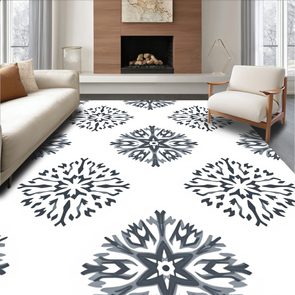 Dark Gray Starburst Medallion Rug