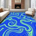 Dynamic Blue Swirl Triangles Rug
