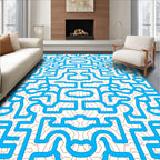 Blue Abstract Circuit Terran Maze Rug