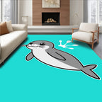 Happy Gray Seal Flipping Water Rug
