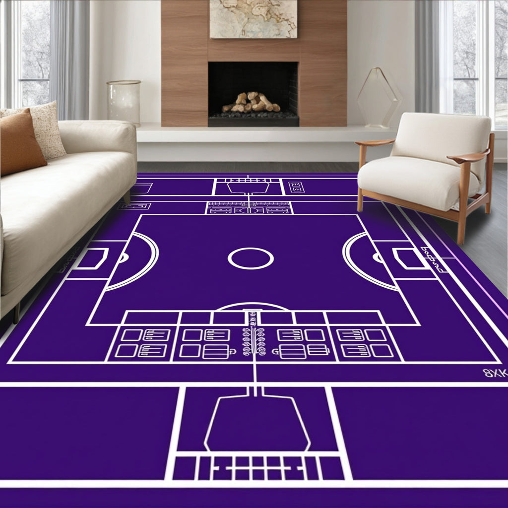 Purple Athletic Court Blueprint Rug