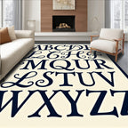 Vintage Navy Alphabet Typography Rug