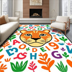Playful Lion Cub Alphabet Jungle Rug