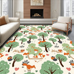 Whimsical Woodland Fox Owl Friends Rug