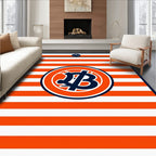 Bold Orange and Navy Stripe Emblem Rug