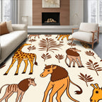 Safari Animals And Tropical Leaves Rug