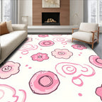 Pink Hand Drawn Floral Swirls Rug