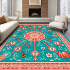 Floral Sunburst Mandala With Butterflies Rug