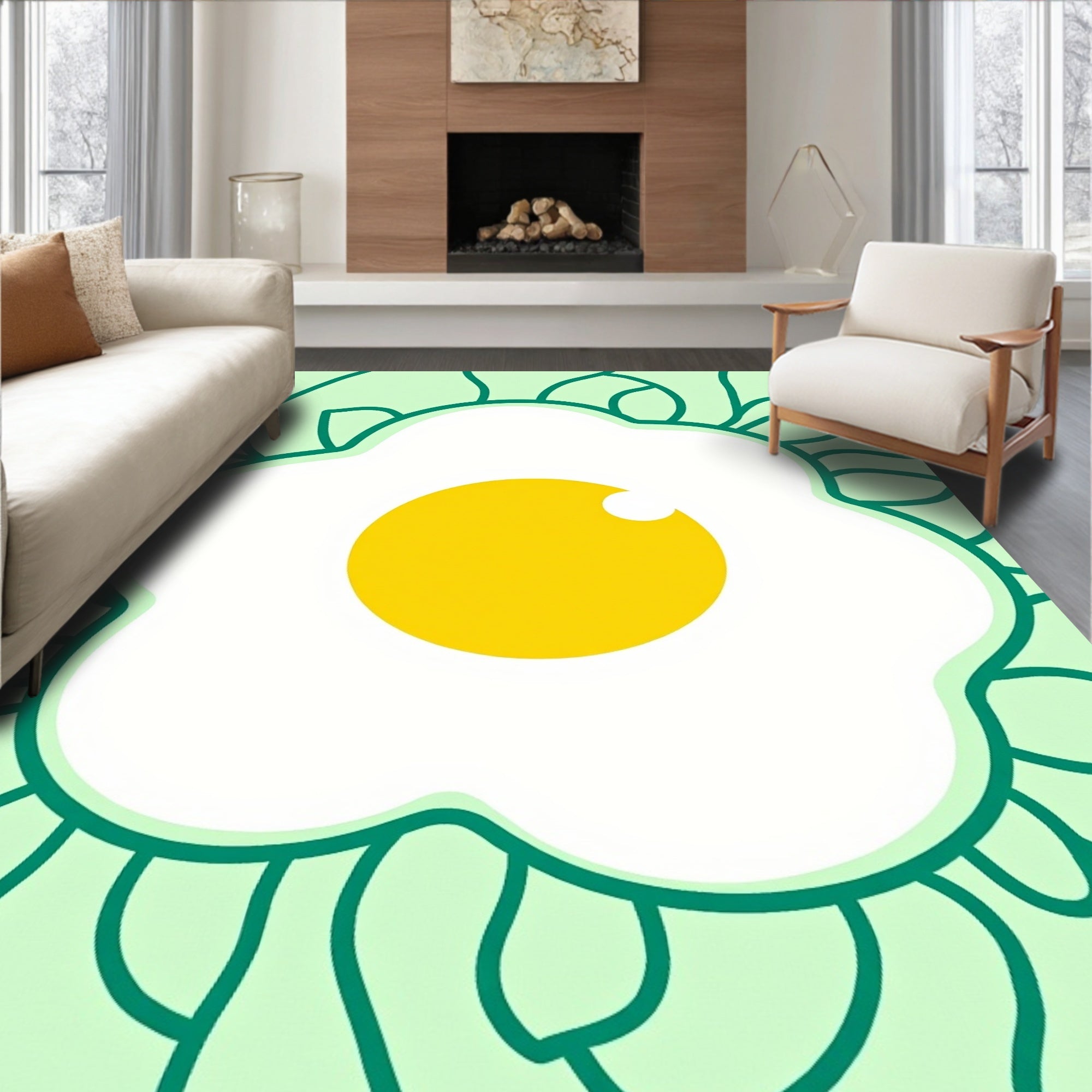 Sunny Side Up Egg Floral Rug
