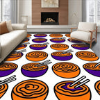 Orange Purple Swirl Noodle Bowls Rug