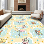 Whimsical Yellow Bunny Balloon Cloud Rug