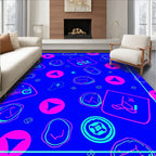 Electric Blue Neon Abstract Shapes Rug