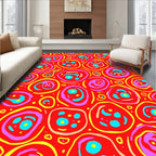 Bright Red Whimsical Circles Artwork Rug