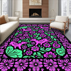 Pink Dog Floral Garden Rug
