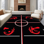 Bold Black Red Abstract Figures Rug