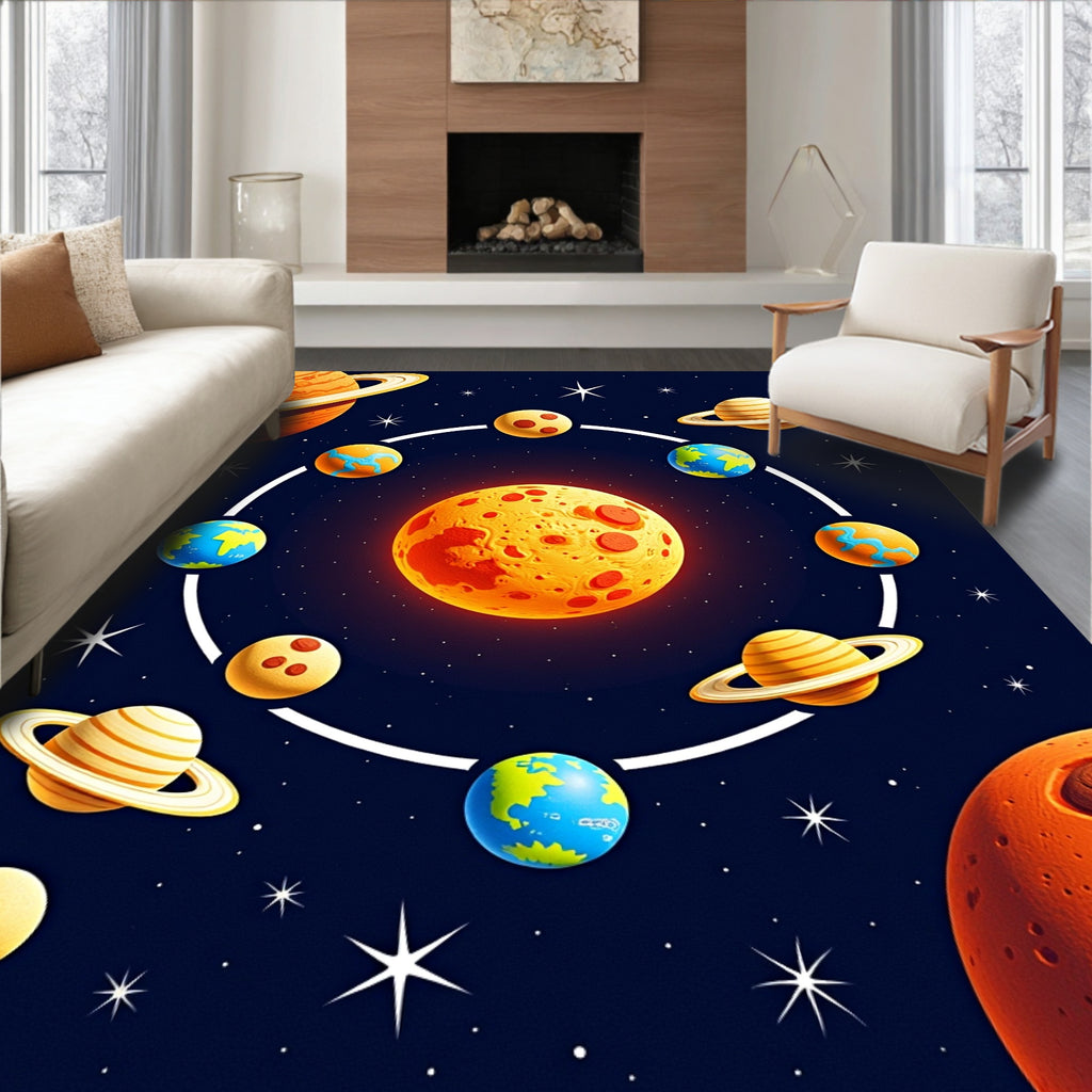 Cosmic Planets In Orbit Arrangement Rug