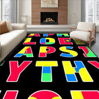 Bold Alphabet Collage Black Rug