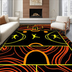 Abstract Orange Swirl Yellow Figures Rug