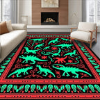 Tonal Dinosaur Tropical Botanical Border Rug