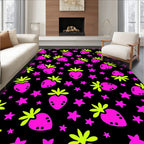 Vibrant Pink Strawberry Starry Night Rug