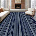 Navy White Thin Stripe Rug