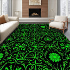 Vibrant Neon Green Floral Vines Rug