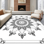 Monochromatic Floral Medallion Border Rug