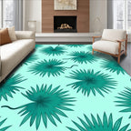 Teal Palm Leaf Scatter Rug