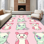 Whimsical Creatures Pink Mint Repeat Rug