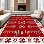 Crimson Ivory Geometric Medallion Abstraction Rug