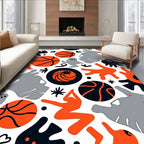 Whimsical Orange Basketball Character Medley Rug
