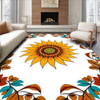Golden Sunflower Mandala Border Rug