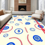 Red White Blue Baseball Dollar Medley Rug