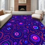 Vibrant Neon Swirl Celestial Rug