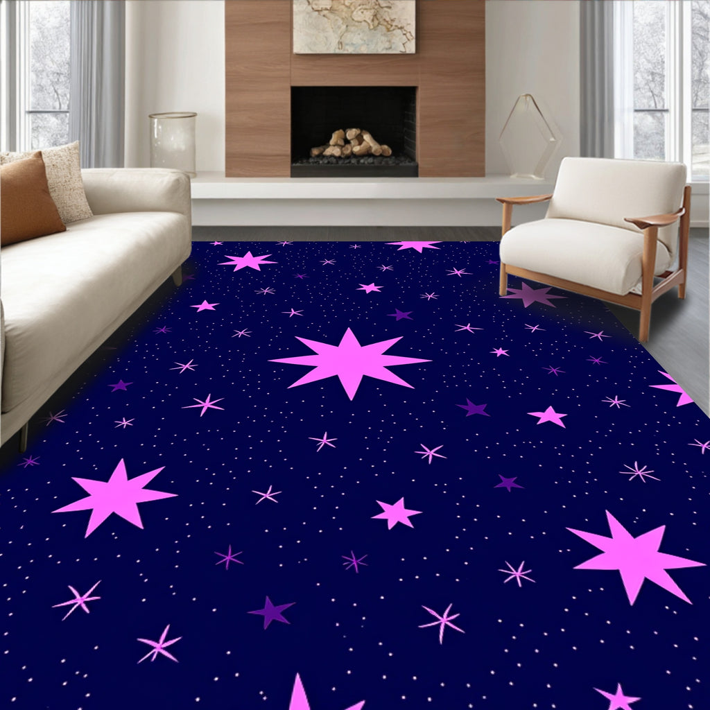 Galactic Pink Starry Night Rug