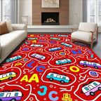 Colorful Camper Van Alphabet Adventure Rug