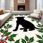 Black Dog Holly Wreath Accent Rug