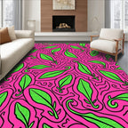 Vibrant Green Leaf Swirls Rug