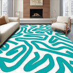 Teal Abstract Continuous Line Rug